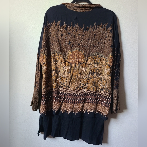 Carole Little 2 Layer Black & Gold Tassle Beaded Cardigan - Picture 2 of 8